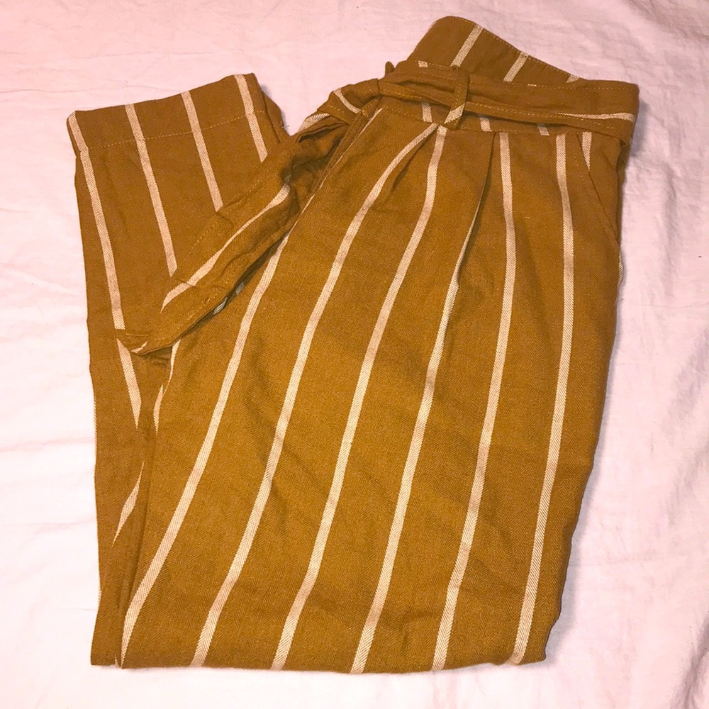 Brown and Tan Striped Pants